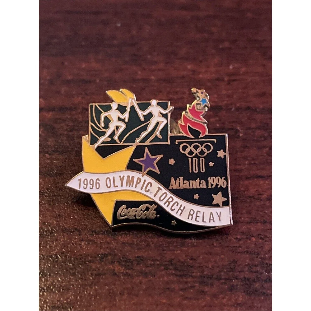 Coca-Cola Coke Atlanta Olympics 1996 Olympic Torch Relay Lapel Hat Pin